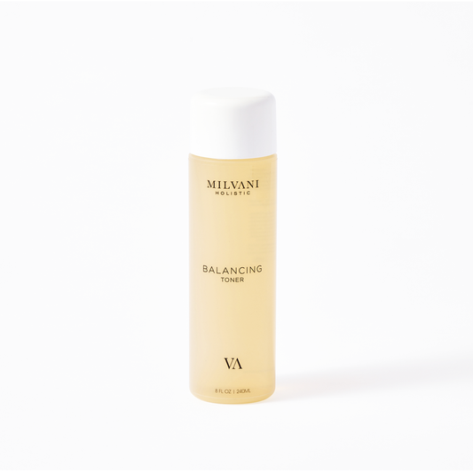 Premium Balancing Toner.  Alcohol-free formula meticulously crafted to tone and revitalize your complexion.  Packed with potent ingredients like ginseng extract for antioxidant power, glycolic acid for gentle exfoliation, and Witch Hazel for pore refinement, this toner rejuvenates the skin, enhances elasticity, and provides a subtle energizing effect. | MILVANI  HOLISTIC SKINCARE | NORTHFIELD, ILLINOIS