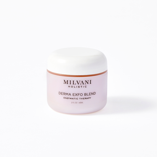 Derma Exfoliant Blend is rich in vitamins, amino acids and enzymes known for their anti oxidant and exfoliating properties. This dermal treatment exfoliates the skin to improve the appearance of fine lines, age spots, freckles and rough skin, while stimulating the production of new and healthy skin cells    | Milvani Holistic Skin Care | Northfield Illinois
