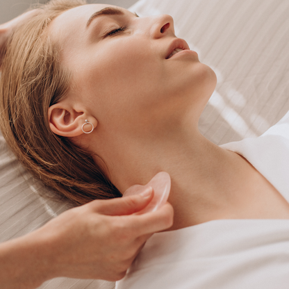 GUA SHA LYMPHATIC DRAINAGE FACE TREATMENT - QUARTZ  -  ACNE FACIAL MASSAGE - MILVANI HOLISTIC SKIN CARE. Northfield, Illinois 